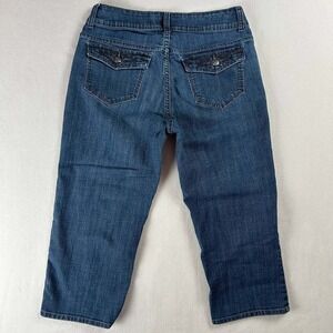 Lee Riders Jeans Women's Size 8M Blue Denim Pocket Flap Capri Cotton Blend 30x20
